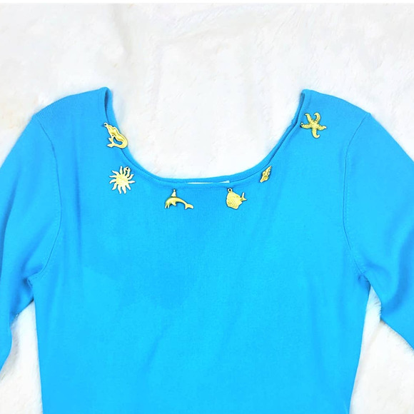 Nautical Boat-Neck 3/4 Sleeve Top Women's M #1220 - Picture 1 of 5